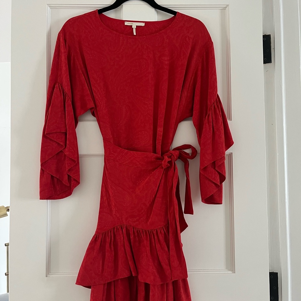 Maje Red Wrap Cocktail Dress 1